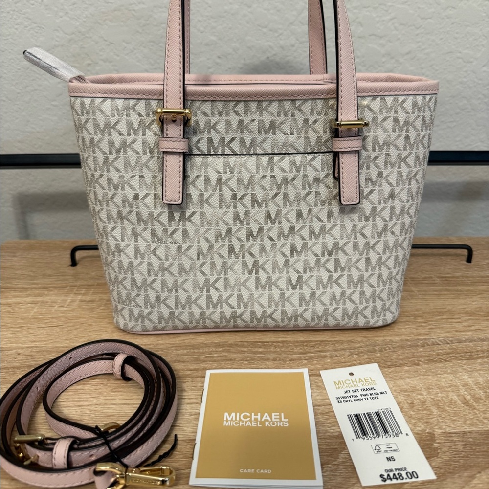 Michael Kors Jet Set Travel Extra-Small Logo Top-Zip Tote Bag - Picture 3 of 10